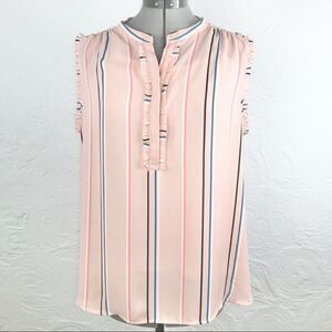 Worthington Peach Pink Blouse with Vertical Stripe